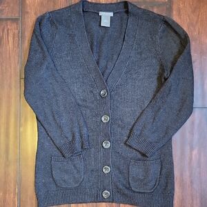 Ann Taylor Charcoal Button-Up Cardigan